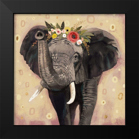 Klimt Elephant II Black Modern Wood Framed Art Print by Barnes, Victoria