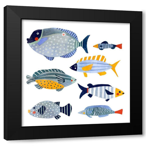 Patterned Fish I Black Modern Wood Framed Art Print with Double Matting by Barnes, Victoria