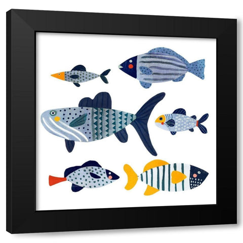 Patterned Fish II Black Modern Wood Framed Art Print with Double Matting by Barnes, Victoria