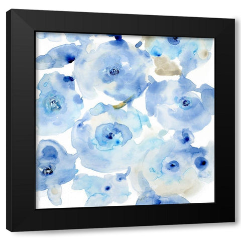 Blue Roses I Black Modern Wood Framed Art Print with Double Matting by OToole, Tim