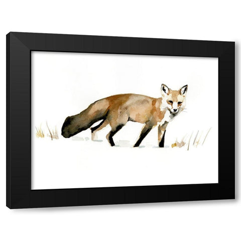 Winter Fox I Black Modern Wood Framed Art Print with Double Matting by Barnes, Victoria