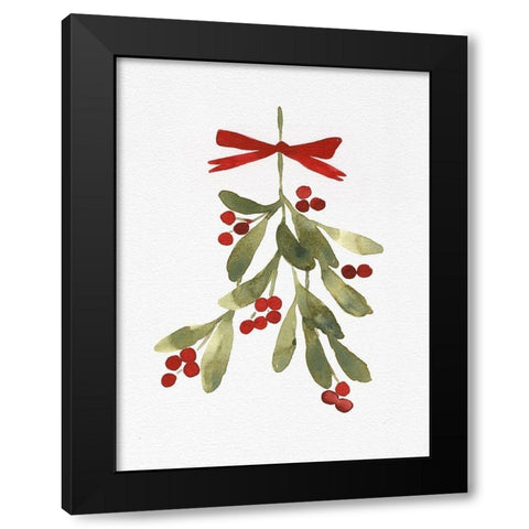 Mistletoe Bow I Black Modern Wood Framed Art Print with Double Matting by Caroline, Emma