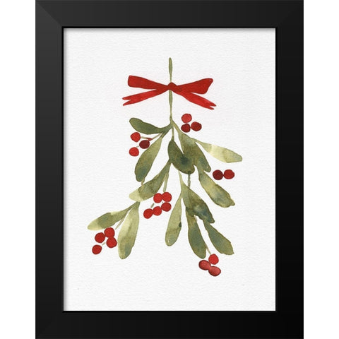 Mistletoe Bow I Black Modern Wood Framed Art Print by Caroline, Emma