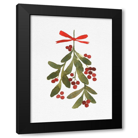 Mistletoe Bow II Black Modern Wood Framed Art Print by Caroline, Emma