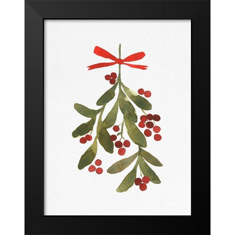 Mistletoe Bow II Black Modern Wood Framed Art Print by Caroline, Emma