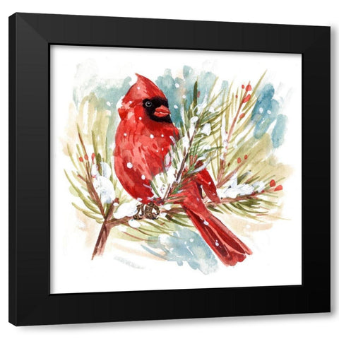 The Cardinal I Black Modern Wood Framed Art Print with Double Matting by Wang, Melissa