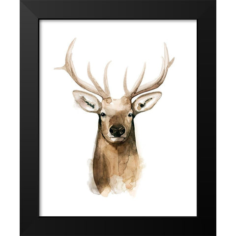 Watercolor Elk Portrait I Black Modern Wood Framed Art Print by Popp, Grace