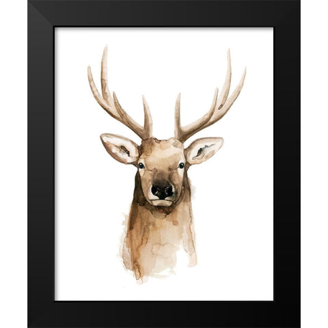 Watercolor Elk Portrait II Black Modern Wood Framed Art Print by Popp, Grace
