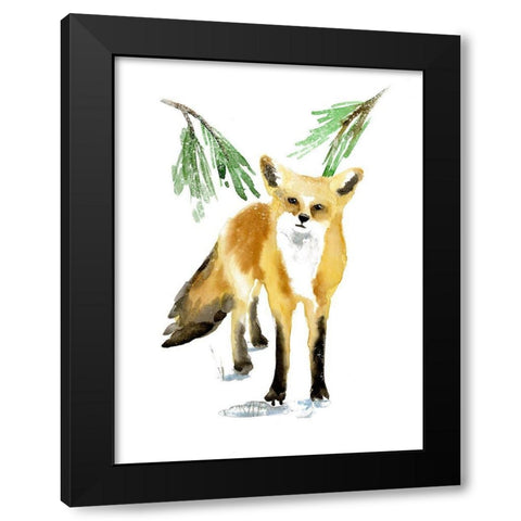 Snowy Fox II Black Modern Wood Framed Art Print with Double Matting by Warren, Annie