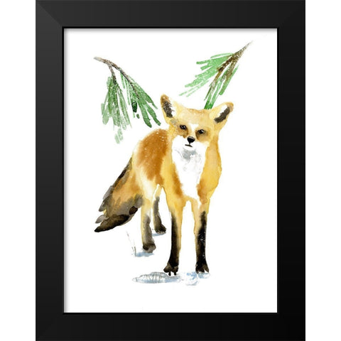 Snowy Fox II Black Modern Wood Framed Art Print by Warren, Annie