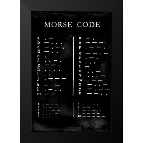 Morse Code Chart Black Modern Wood Framed Art Print by Vision Studio