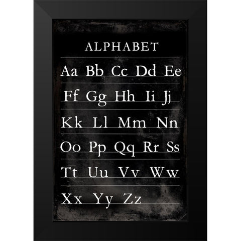 Alphabet Chart Black Modern Wood Framed Art Print by Vision Studio