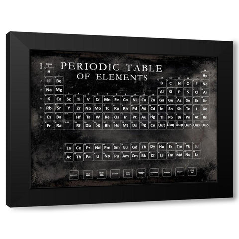 Periodic Table Black Modern Wood Framed Art Print by Vision Studio