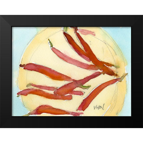 Peppers on a Plate I Black Modern Wood Framed Art Print by Dixon, Samuel