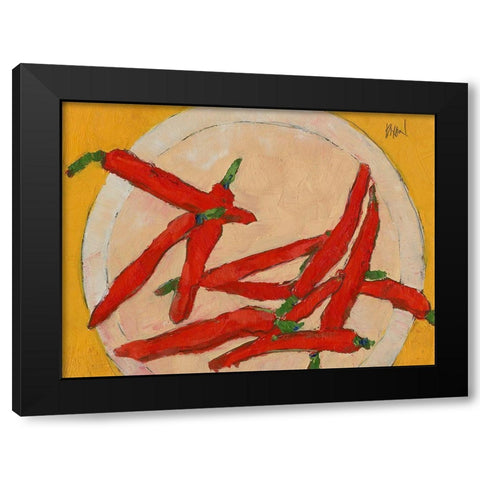 Peppers on a Plate III Black Modern Wood Framed Art Print with Double Matting by Dixon, Samuel