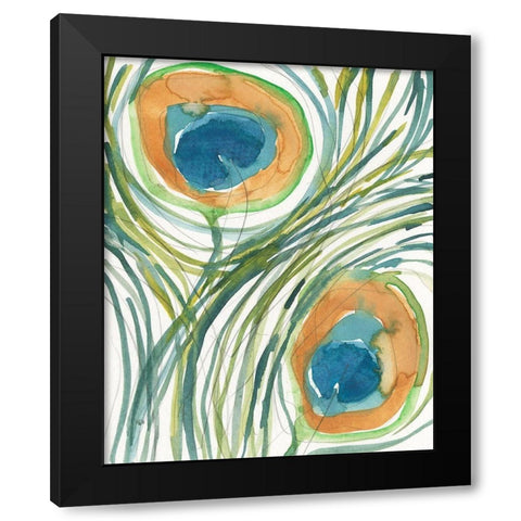 Peacock Abstract II Black Modern Wood Framed Art Print with Double Matting by Dixon, Samuel