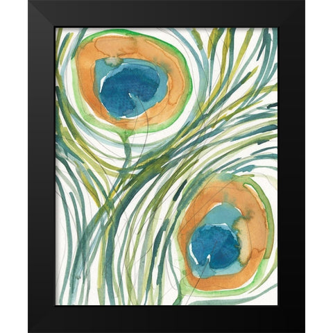 Peacock Abstract II Black Modern Wood Framed Art Print by Dixon, Samuel