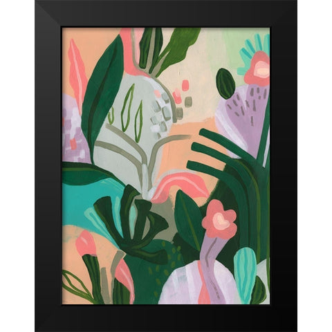 Jungle Jigsaw II Black Modern Wood Framed Art Print by Vess, June Erica