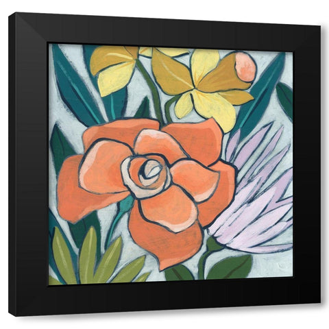 Window Box Garden II Black Modern Wood Framed Art Print by Vess, June Erica