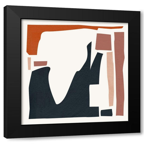 Mid Century Shapes I Black Modern Wood Framed Art Print with Double Matting by Wang, Melissa