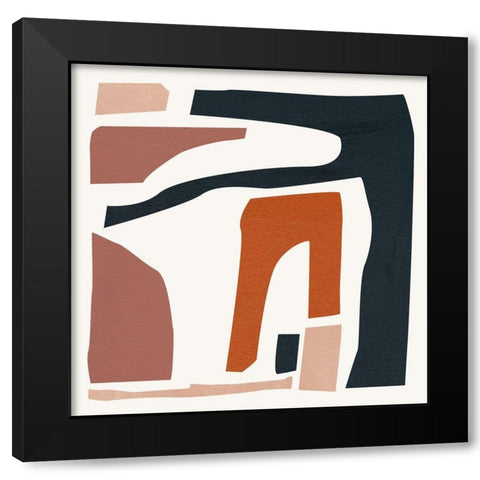 Mid Century Shapes II Black Modern Wood Framed Art Print with Double Matting by Wang, Melissa