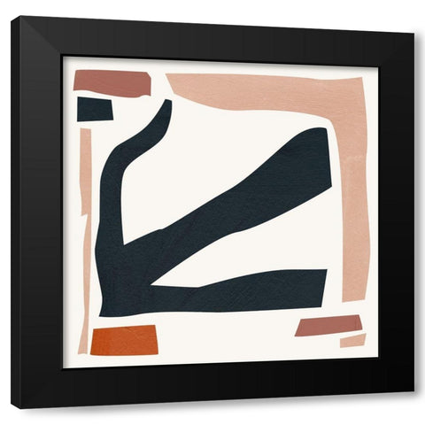 Mid Century Shapes III Black Modern Wood Framed Art Print with Double Matting by Wang, Melissa