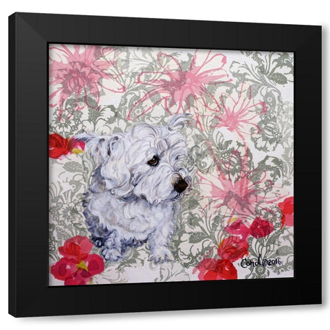 Playful Pup III Black Modern Wood Framed Art Print with Double Matting by Dillon, Carol