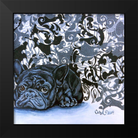 Playful Pup V Black Modern Wood Framed Art Print by Dillon, Carol