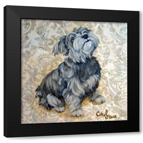 Playful Pup IX Black Modern Wood Framed Art Print with Double Matting by Dillon, Carol