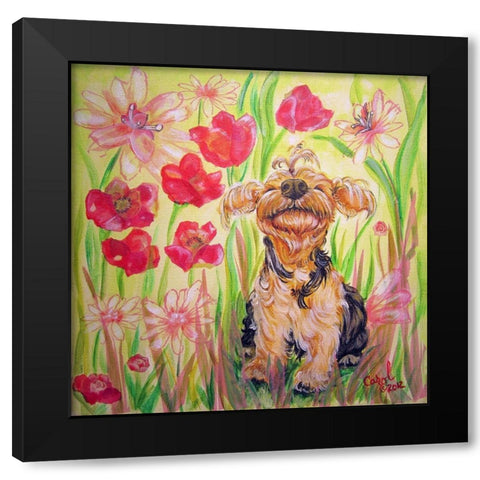Playful Pup X Black Modern Wood Framed Art Print by Dillon, Carol