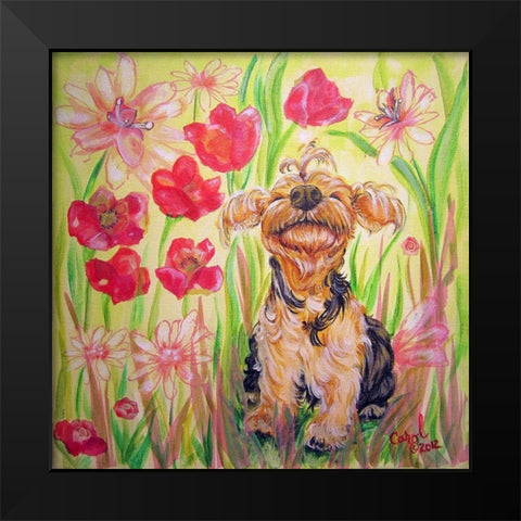 Playful Pup X Black Modern Wood Framed Art Print by Dillon, Carol