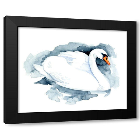 Silverlake Swan I Black Modern Wood Framed Art Print with Double Matting by Green, Jacob