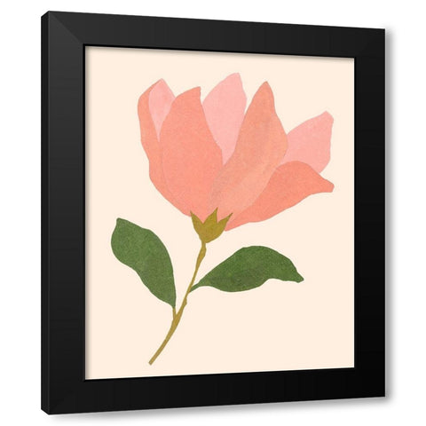 Magnolien II Black Modern Wood Framed Art Print with Double Matting by Wang, Melissa