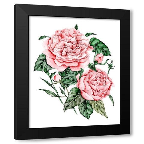 Roses are Red I Black Modern Wood Framed Art Print with Double Matting by Wang, Melissa