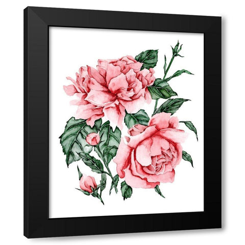 Roses are Red II Black Modern Wood Framed Art Print with Double Matting by Wang, Melissa
