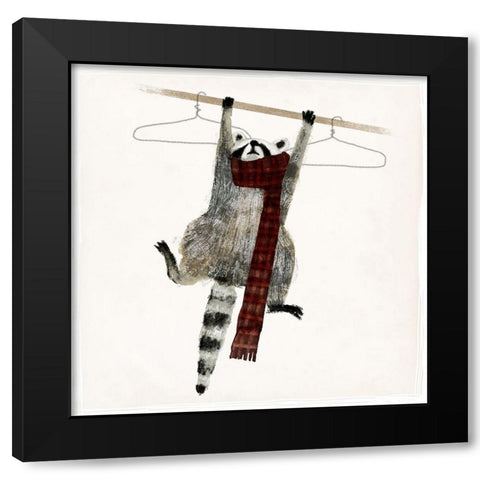 Rascally Raccoon I Black Modern Wood Framed Art Print with Double Matting by Barnes, Victoria