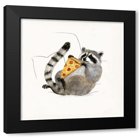 Rascally Raccoon II Black Modern Wood Framed Art Print with Double Matting by Barnes, Victoria