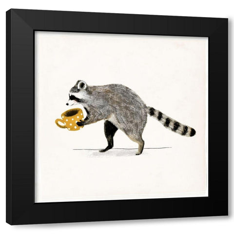 Rascally Raccoon III Black Modern Wood Framed Art Print with Double Matting by Barnes, Victoria