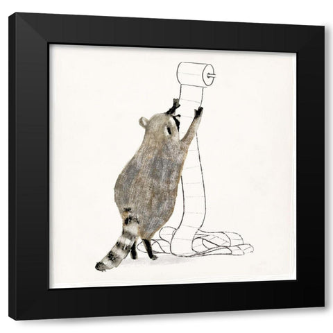 Rascally Raccoon IV Black Modern Wood Framed Art Print with Double Matting by Barnes, Victoria