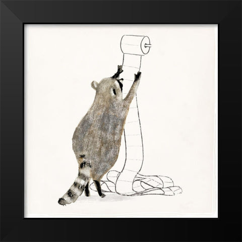 Rascally Raccoon IV Black Modern Wood Framed Art Print by Barnes, Victoria