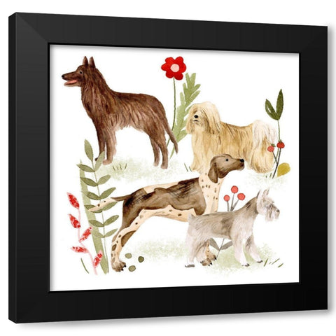 A Little Walk I Black Modern Wood Framed Art Print with Double Matting by Wang, Melissa