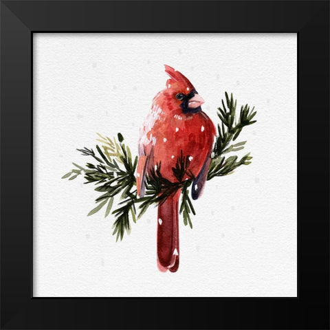 Cardinal with Snow I Black Modern Wood Framed Art Print by Caroline, Emma