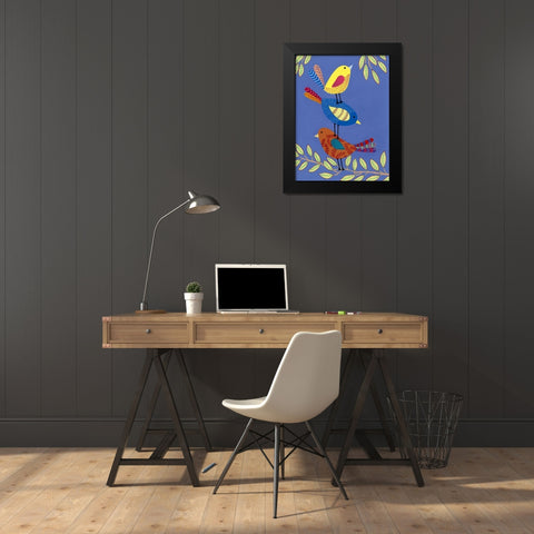 Patterned Feathers I Black Modern Wood Framed Art Print by Moore, Regina