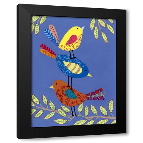 Patterned Feathers I Black Modern Wood Framed Art Print by Moore, Regina