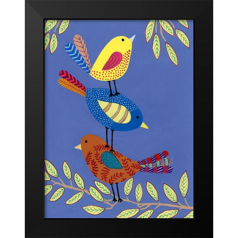 Patterned Feathers I Black Modern Wood Framed Art Print by Moore, Regina