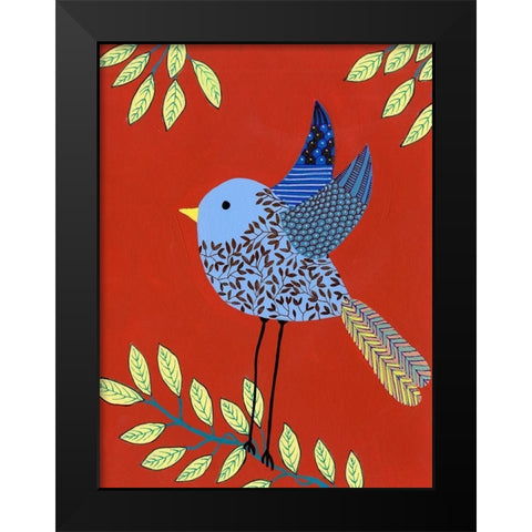 Patterned Feathers III Black Modern Wood Framed Art Print by Moore, Regina