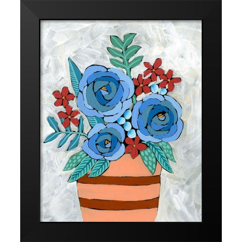 Bleu Blume I Black Modern Wood Framed Art Print by Moore, Regina