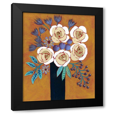 Neutral Blume II Black Modern Wood Framed Art Print with Double Matting by Moore, Regina