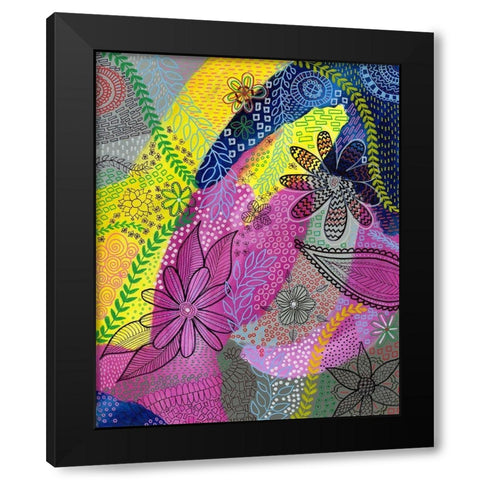 Chaotic I Black Modern Wood Framed Art Print with Double Matting by Moore, Regina