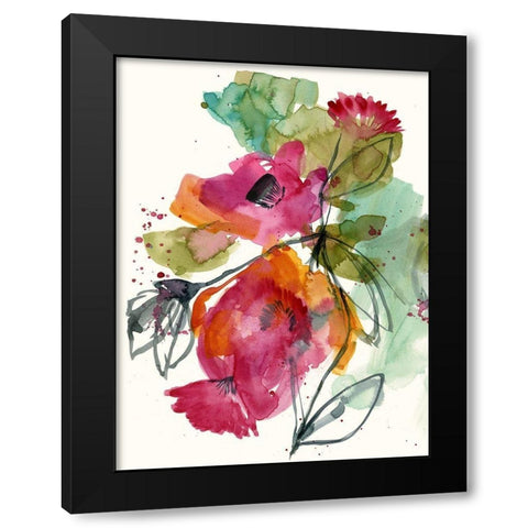 Flower Party I Black Modern Wood Framed Art Print with Double Matting by Goldberger, Jennifer